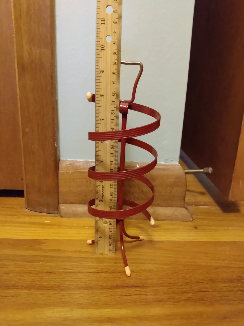 Vintage Mid Century Modern Red Spiral Rotating Clip On Earring Holder